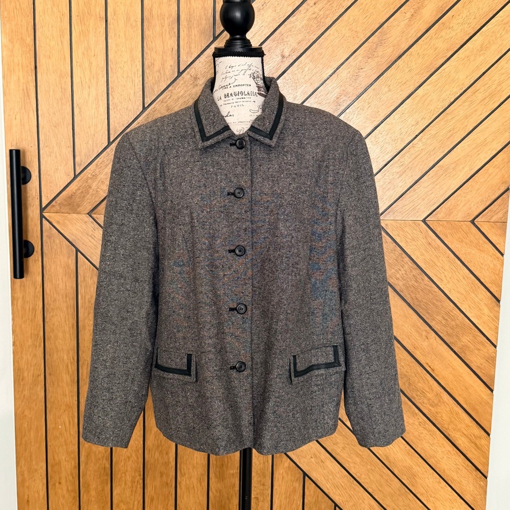 Vintage Pendleton Blazer Women 20W Grey Wool Silk Tweed Button Up Classic Jacket